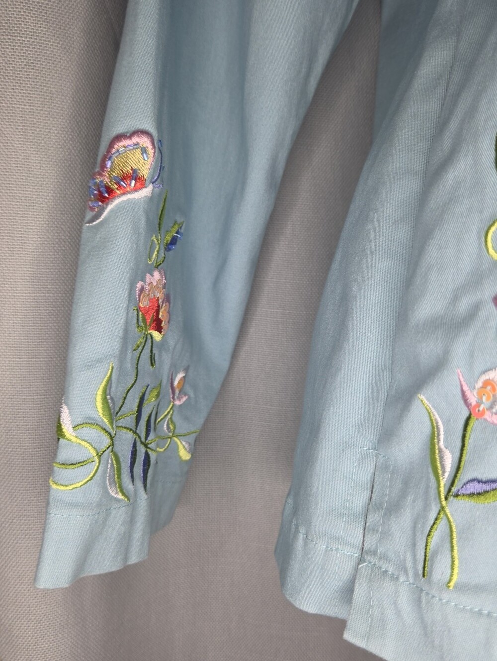 Quacker Factory M Medium Light Blue Embroidered Jean Jacket NWOT - Picture 5 of 7